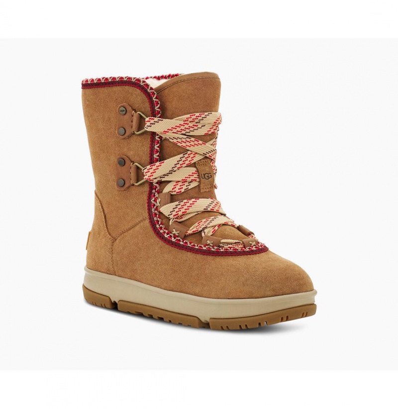 UGG Klasické Weather Hiker Hi Snehule Damske Hnede | SK-894PVUQLT