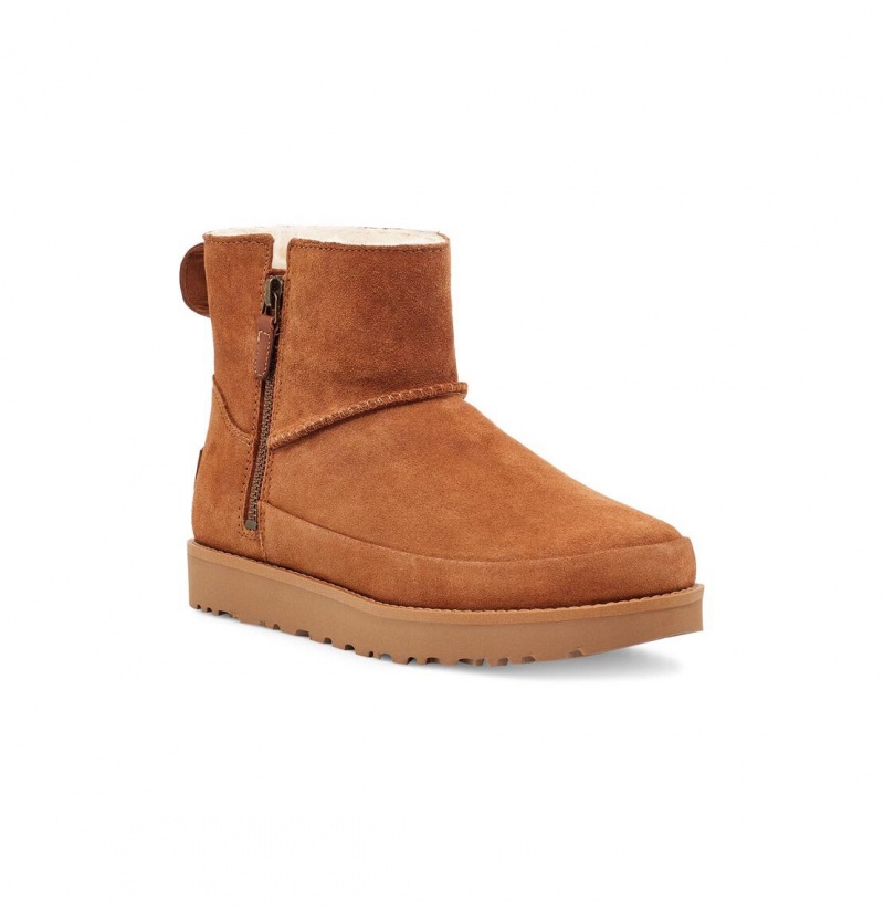 UGG Klasické Zip Mini Clenkove Topanky Damske Hnede | SK-926MPGZRO