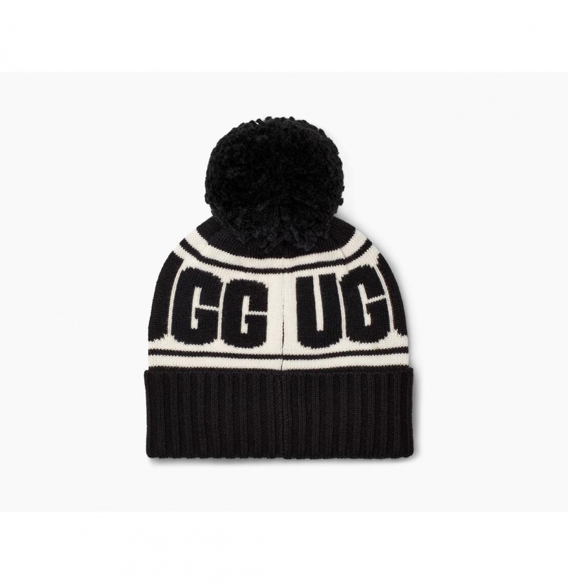 UGG Knit Logo Stadium Ciapka Damske Čierne | SK-960HBWKUZ