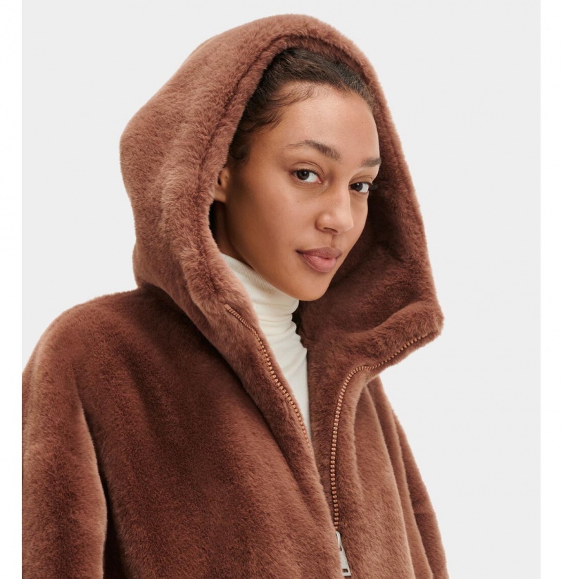 UGG Koko Oversized Faux Fur Kabáty Damske Hnede | SK-503NEBSIU