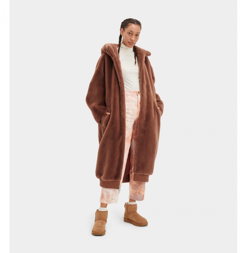 UGG Koko Oversized Faux Fur Kabáty Damske Hnede | SK-503NEBSIU