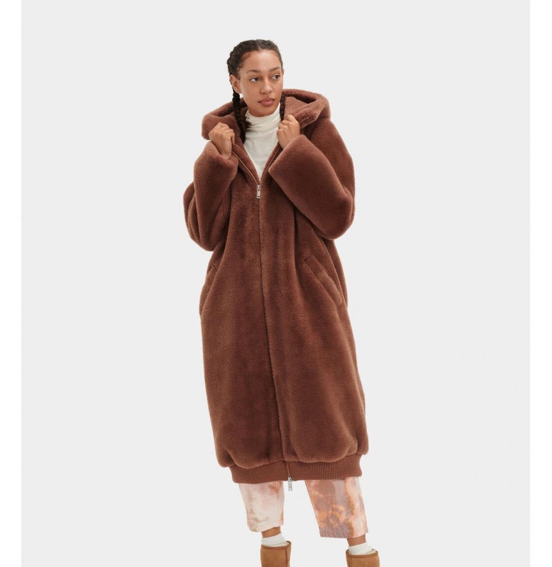 UGG Koko Oversized Faux Fur Kabáty Damske Hnede | SK-503NEBSIU