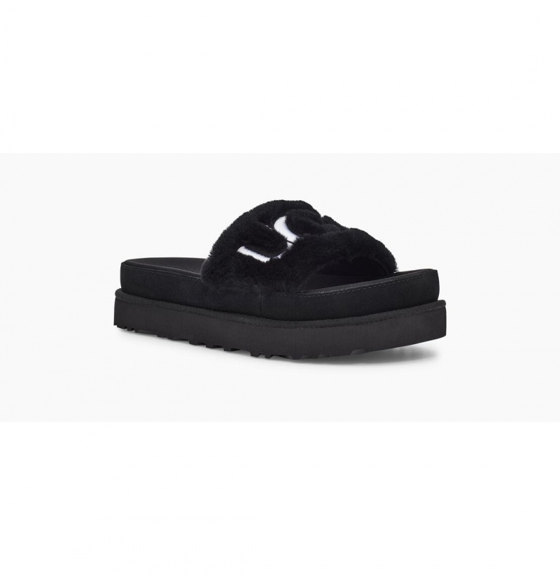 UGG Laton Fur Slapky Damske Čierne | SK-504GXCTKM