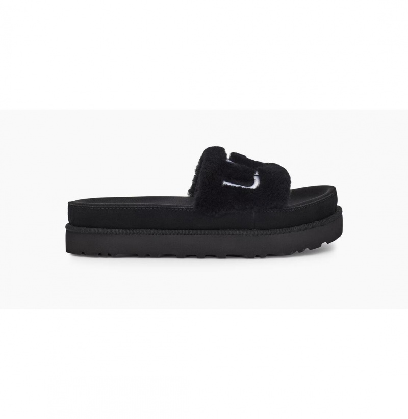 UGG Laton Fur Slapky Damske Čierne | SK-504GXCTKM
