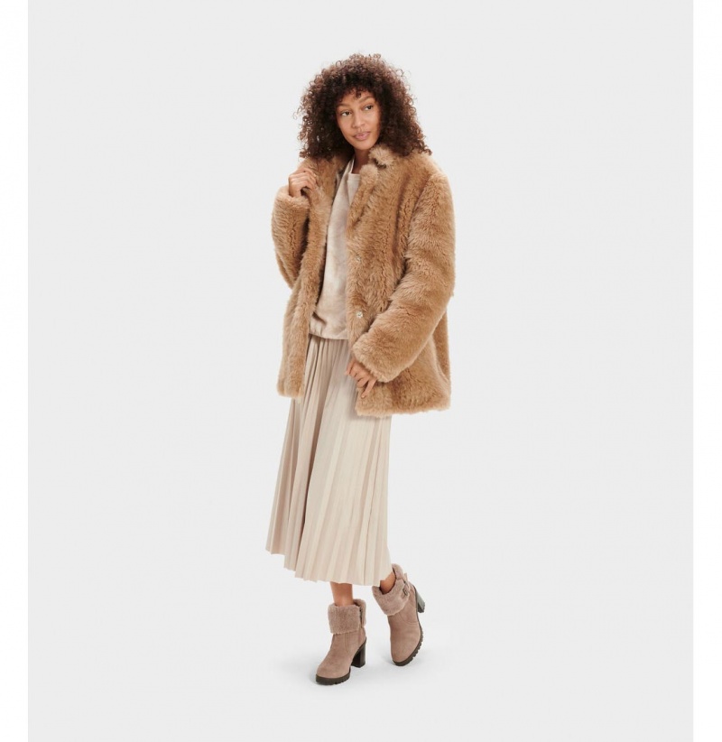 UGG Lianna Kratke Shearling Kabáty Damske Hnede | SK-123DCXZQF