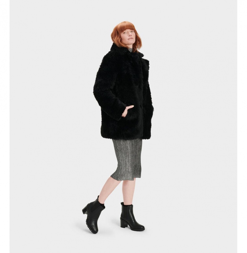UGG Lianna Kratke Shearling Kabáty Damske Čierne | SK-672VGOUZH