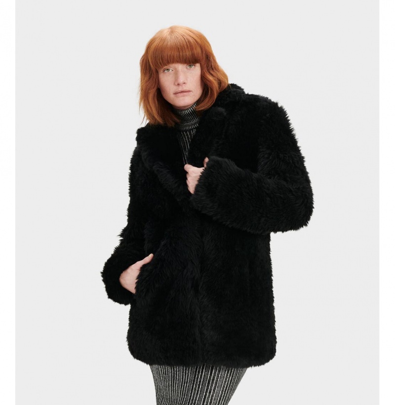 UGG Lianna Kratke Shearling Kabáty Damske Čierne | SK-672VGOUZH