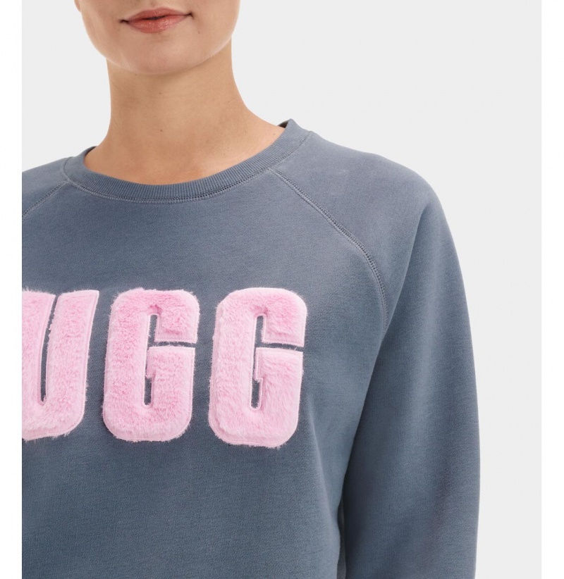 UGG Madeline Fuzzy Logo Crewneck Mikina Damske Ruzove | SK-982ILXPUV