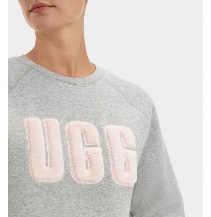 UGG Madeline Fuzzy Logo Crewneck Mikina Damske Siva | SK-238IDOUSP