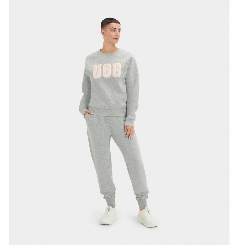 UGG Madeline Fuzzy Logo Crewneck Mikina Damske Siva | SK-238IDOUSP