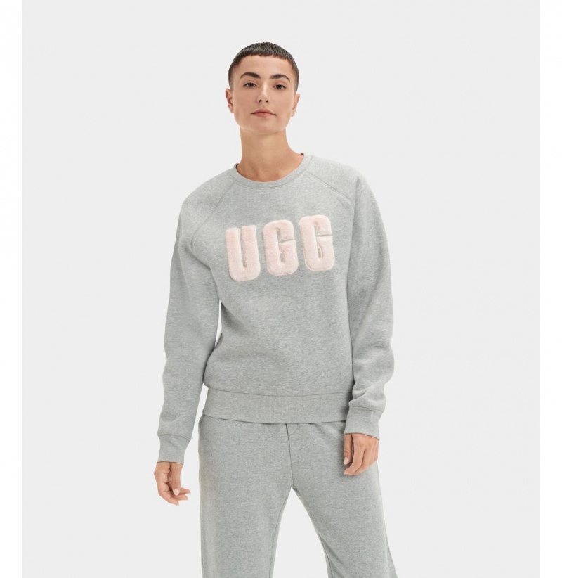 UGG Madeline Fuzzy Logo Crewneck Mikina Damske Siva | SK-238IDOUSP