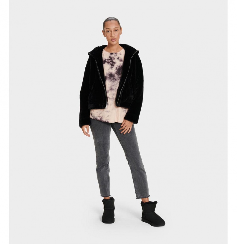 UGG Mandy Faux Fur Bundy Damske Čierne | SK-614UBHJDK