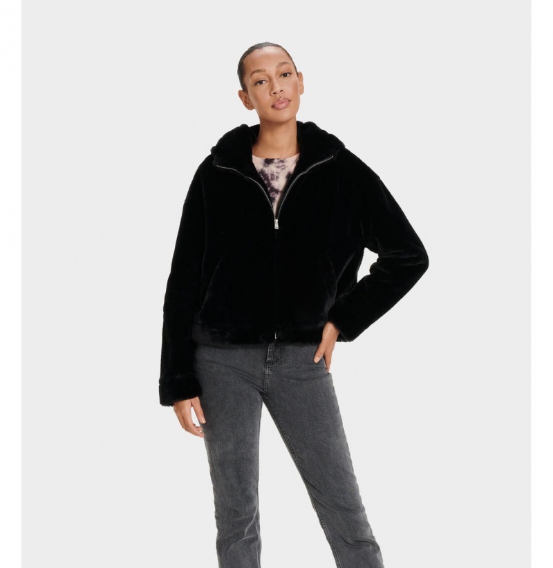 UGG Mandy Faux Fur Bundy Damske Čierne | SK-614UBHJDK