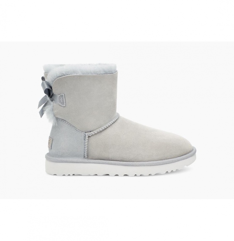 UGG Mini Bailey Bow II Čižmy Z Ovčej Kože Damske Siva | SK-329TNHCPZ