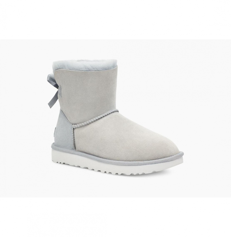 UGG Mini Bailey Bow II Čižmy Z Ovčej Kože Damske Siva | SK-329TNHCPZ