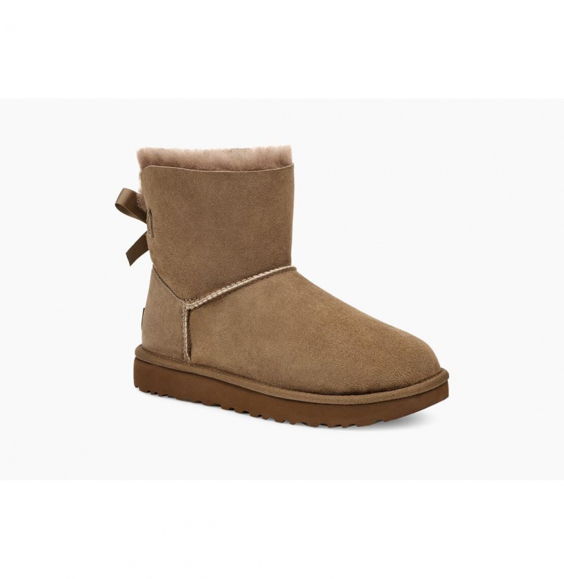 UGG Mini Bailey Bow II Čižmy Z Ovčej Kože Damske Hnede | SK-135FTBAPE