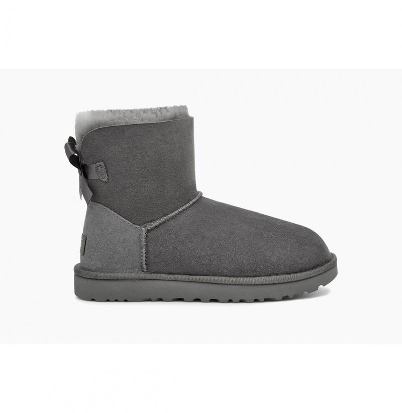 UGG Mini Bailey Bow II Čižmy Z Ovčej Kože Damske Siva | SK-320UDFQBW