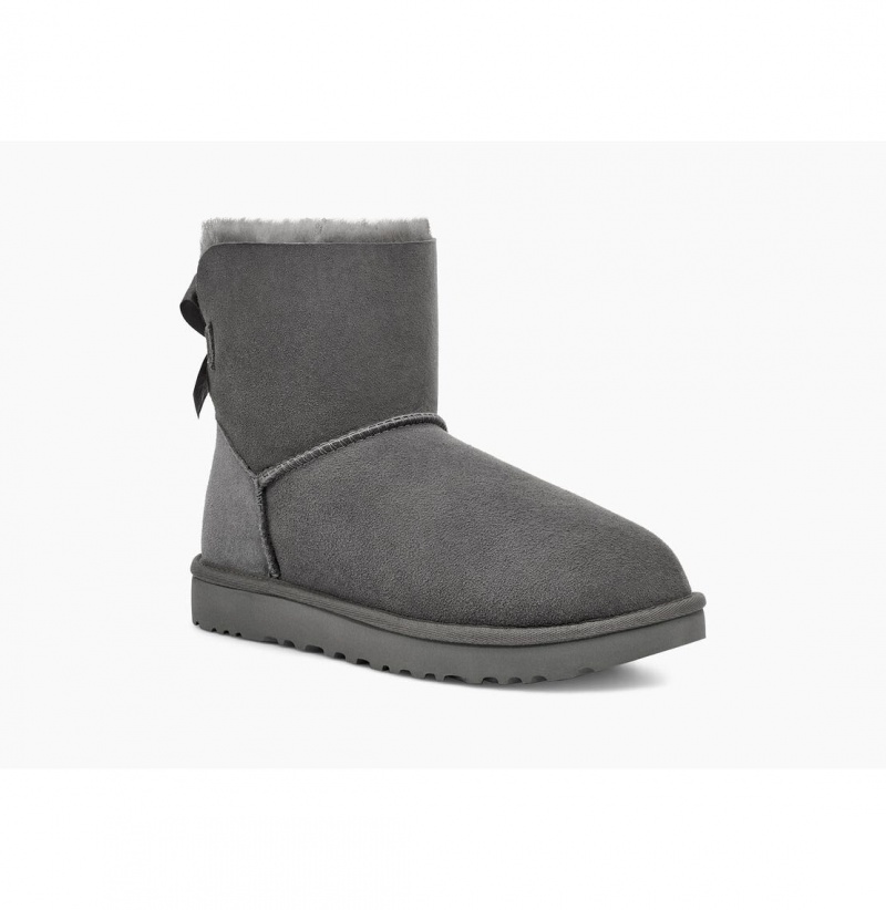 UGG Mini Bailey Bow II Čižmy Z Ovčej Kože Damske Siva | SK-320UDFQBW