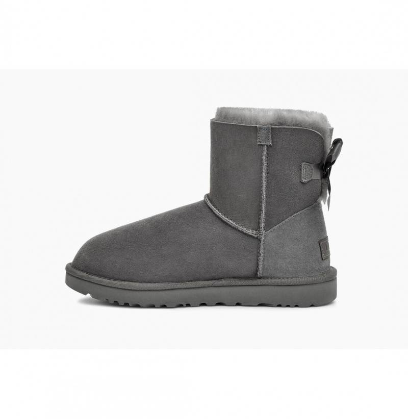 UGG Mini Bailey Bow II Čižmy Z Ovčej Kože Damske Siva | SK-320UDFQBW