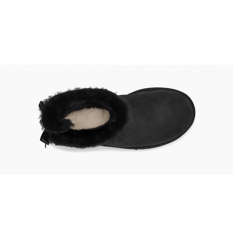 UGG Mini Bailey Bow II Čižmy Z Ovčej Kože Damske Čierne | SK-034MYSXBK