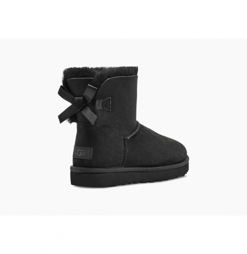 UGG Mini Bailey Bow II Čižmy Z Ovčej Kože Damske Čierne | SK-034MYSXBK