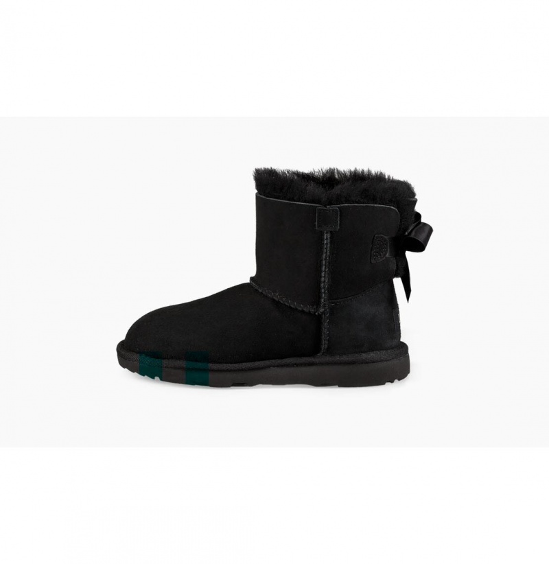 UGG Mini Bailey Bow II Čižmy Z Ovčej Kože Detske Čierne | SK-074BJFDHO