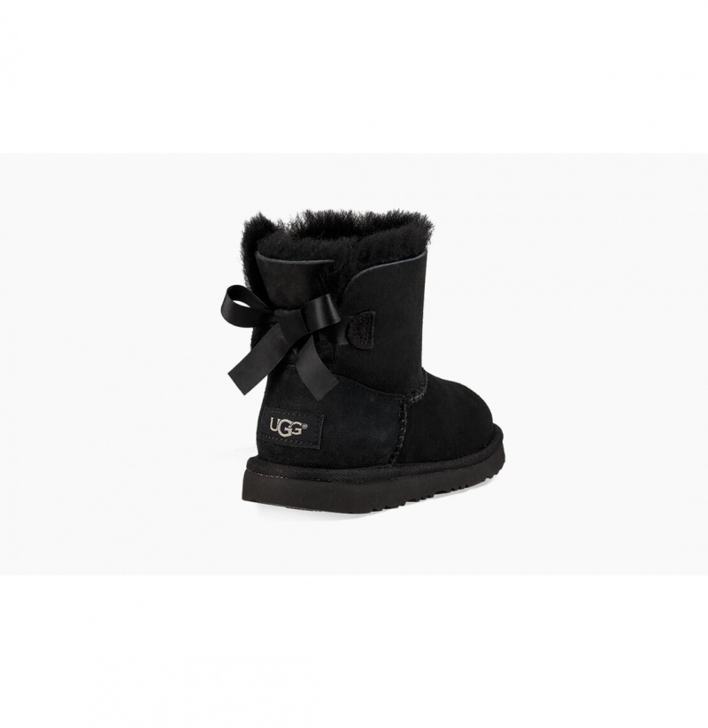 UGG Mini Bailey Bow II Čižmy Z Ovčej Kože Detske Čierne | SK-074BJFDHO