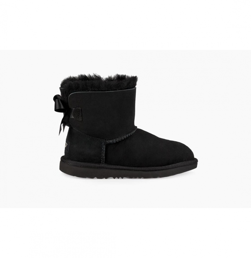 UGG Mini Bailey Bow II Čižmy Z Ovčej Kože Detske Čierne | SK-074BJFDHO