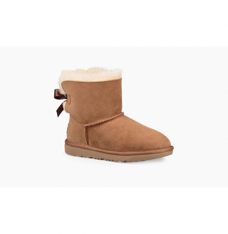 UGG Mini Bailey Bow II Čižmy Z Ovčej Kože Detske Hnede | SK-639ELIUKV