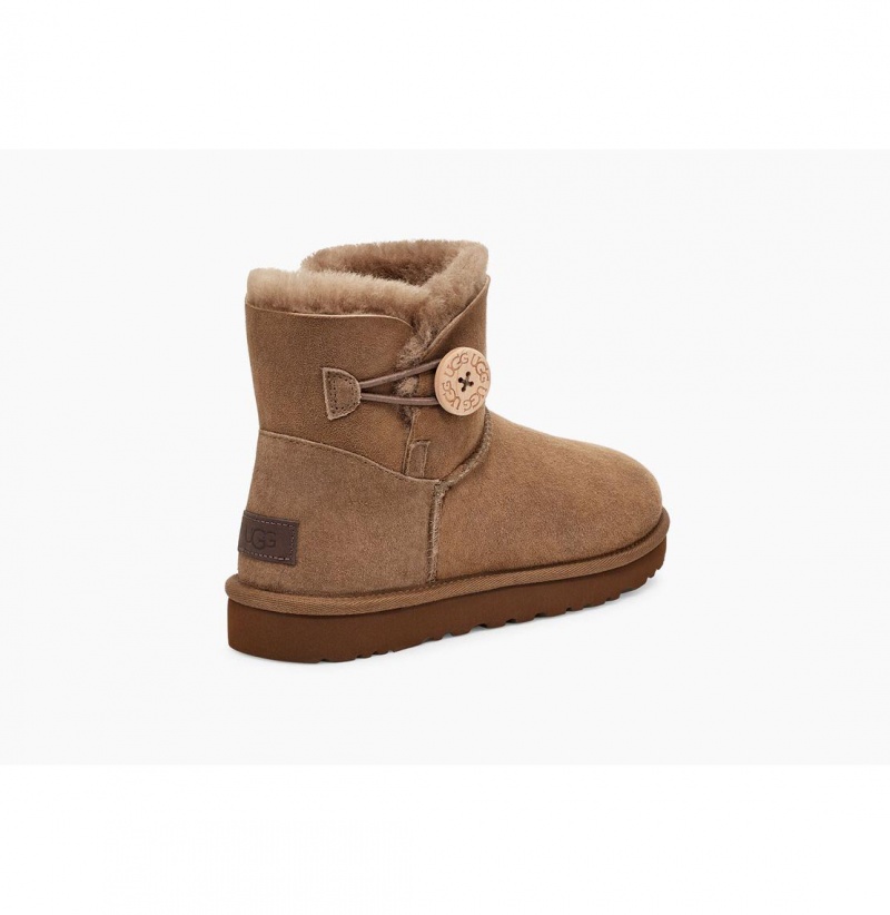 UGG Mini Bailey Button II Čižmy Z Ovčej Kože Damske Hnede | SK-284ALZXVI