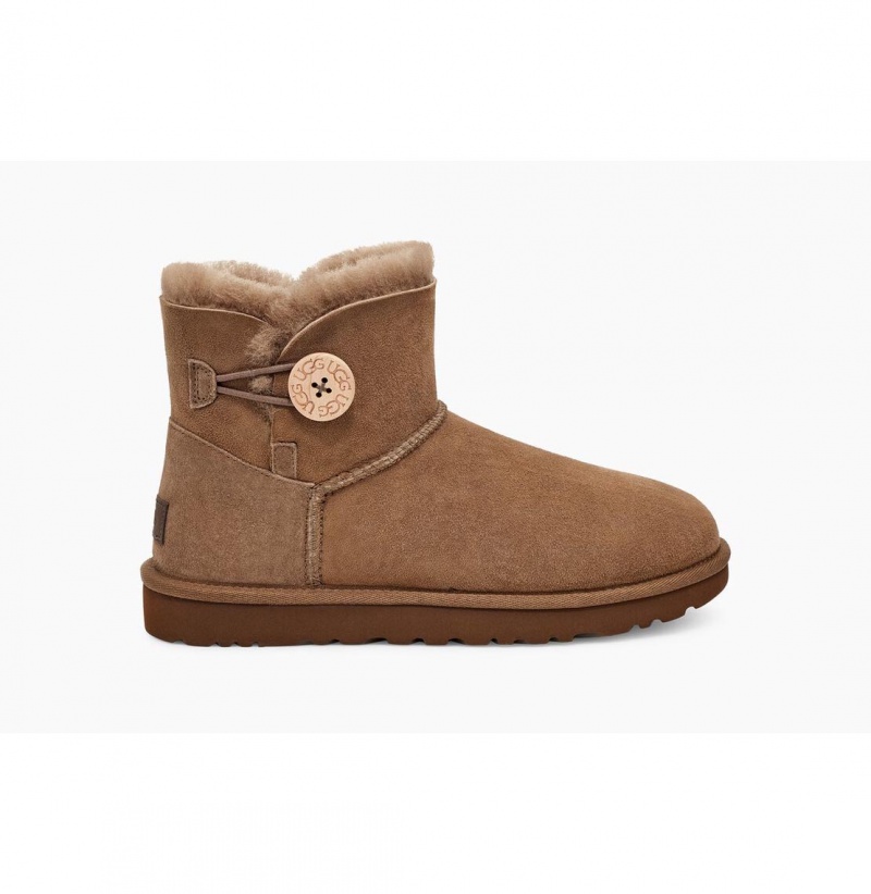 UGG Mini Bailey Button II Čižmy Z Ovčej Kože Damske Hnede | SK-284ALZXVI