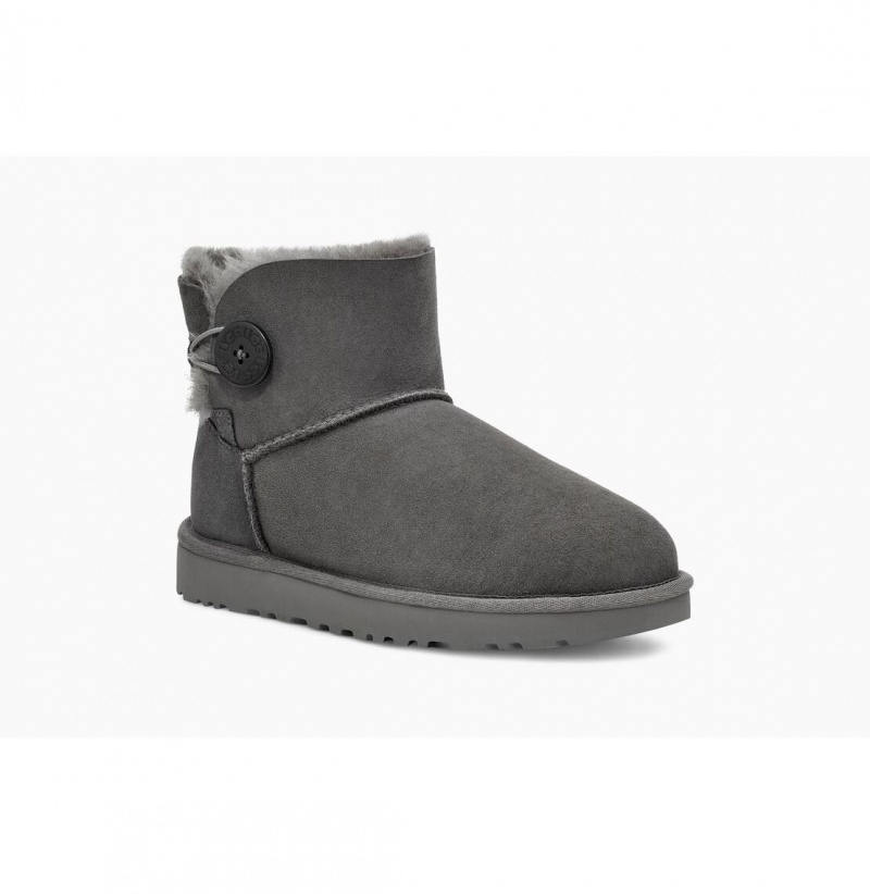 UGG Mini Bailey Button II Čižmy Z Ovčej Kože Damske Siva | SK-932RTEVOG