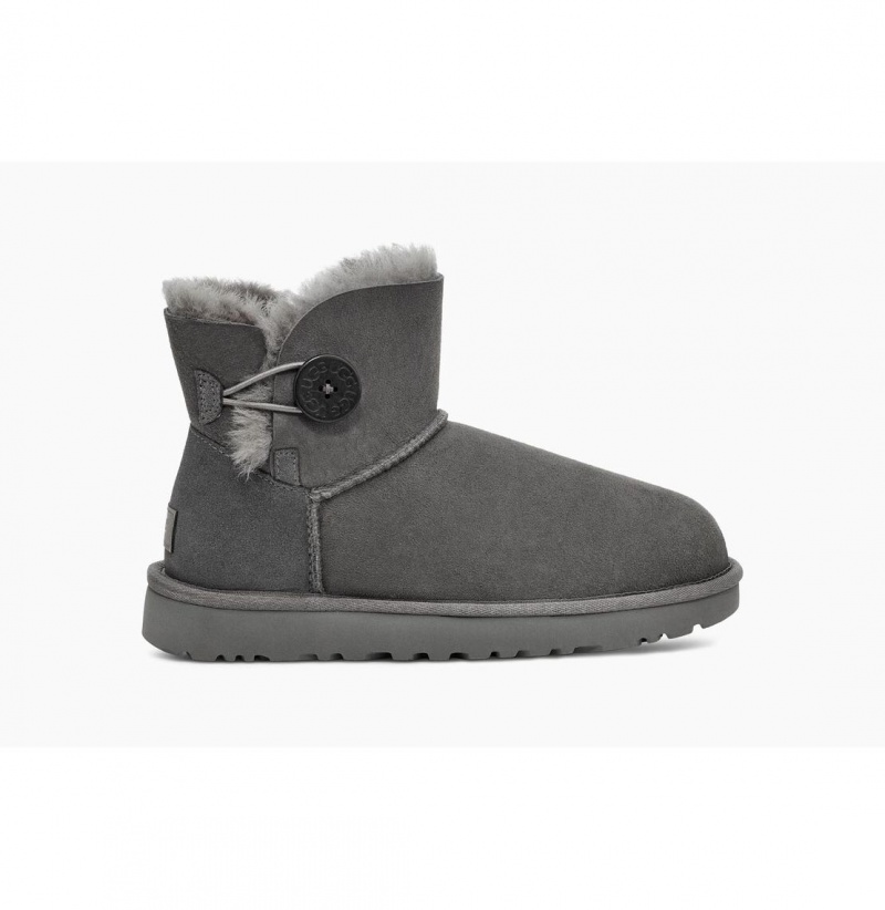UGG Mini Bailey Button II Čižmy Z Ovčej Kože Damske Siva | SK-932RTEVOG