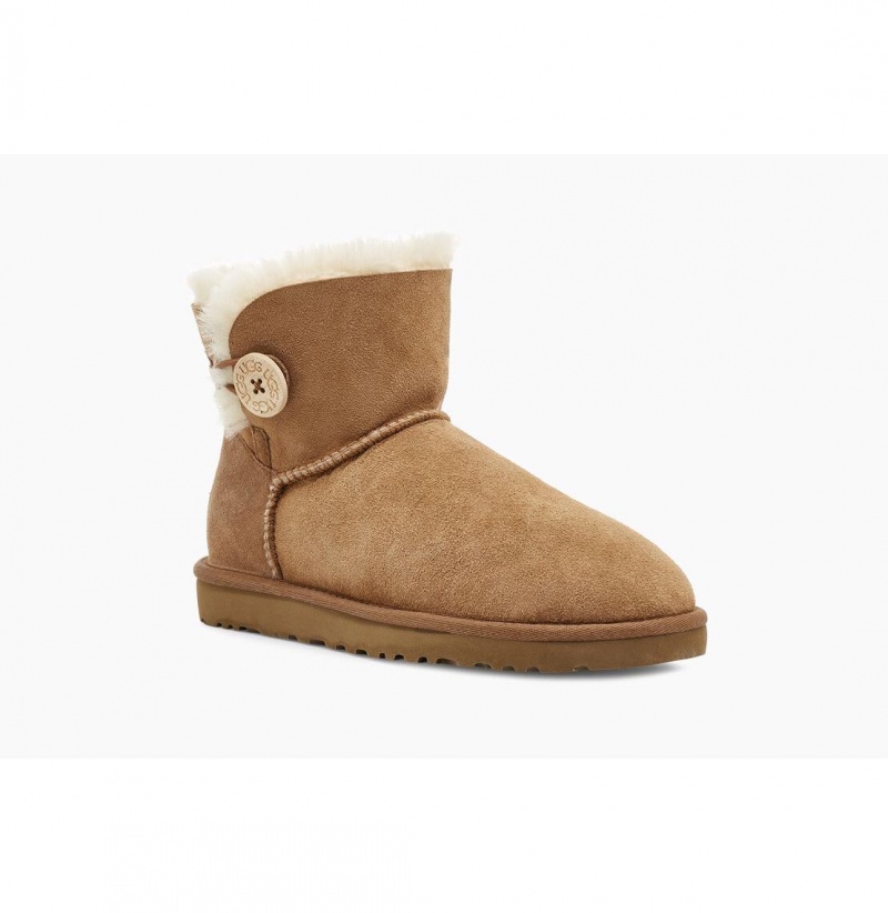 UGG Mini Bailey Button II Čižmy Z Ovčej Kože Damske Hnede | SK-326VFYTOJ