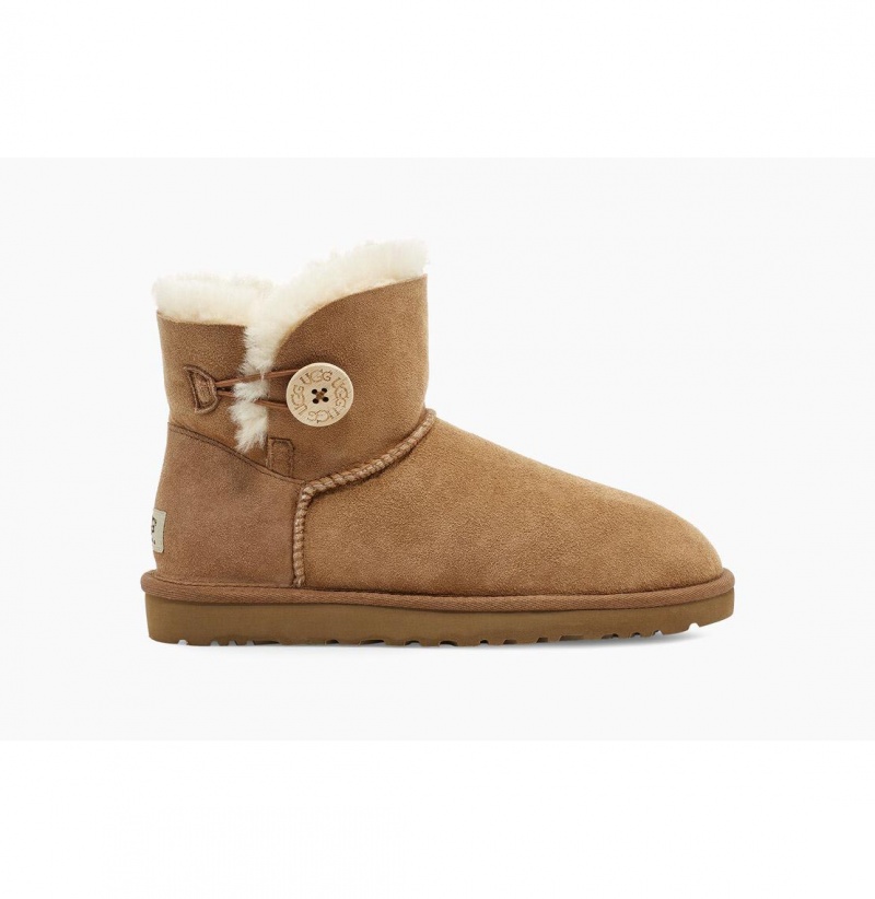UGG Mini Bailey Button II Čižmy Z Ovčej Kože Damske Hnede | SK-326VFYTOJ