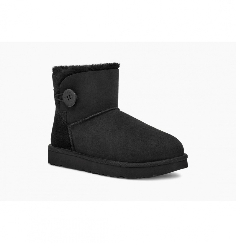 UGG Mini Bailey Button II Čižmy Z Ovčej Kože Damske Čierne | SK-506CONRJU
