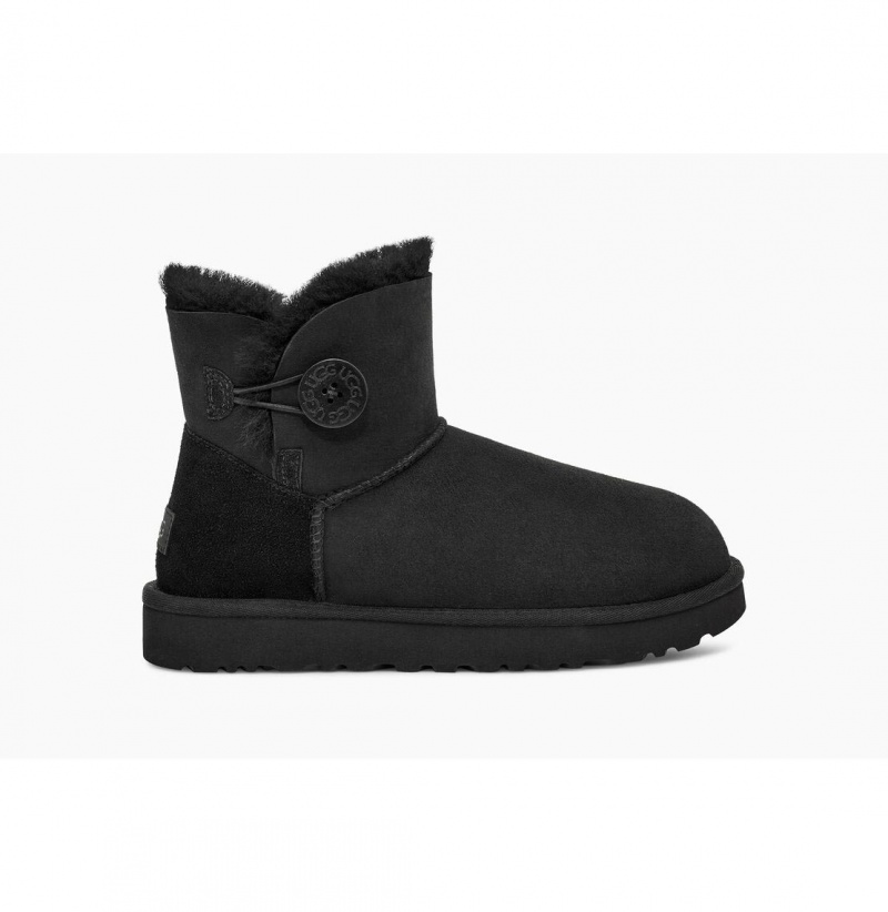 UGG Mini Bailey Button II Čižmy Z Ovčej Kože Damske Čierne | SK-506CONRJU