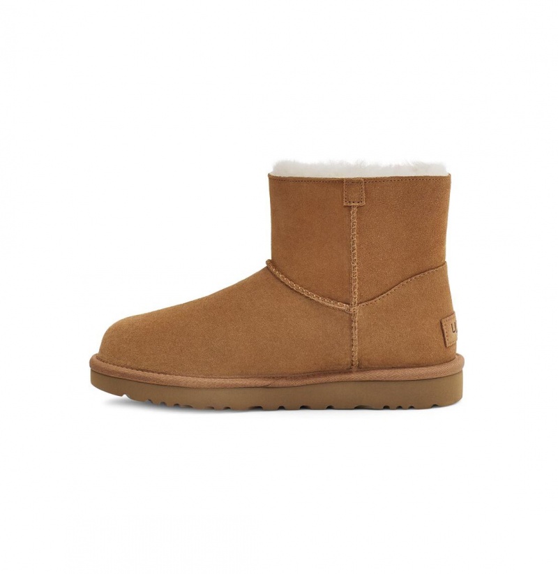 UGG Mini Bailey Logo Remienkove Semisove Čižmy Z Ovčej Kože Damske Hnede | SK-853VXASTD