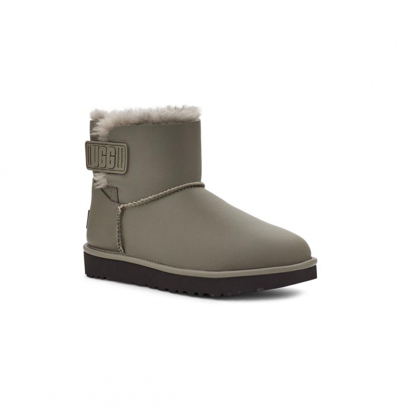 UGG Mini Bailey Logo Remienkove Čižmy Z Ovčej Kože Damske Svetlo Mätové | SK-027AMILBO