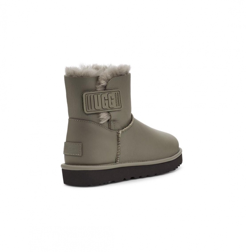 UGG Mini Bailey Logo Remienkove Čižmy Z Ovčej Kože Damske Svetlo Mätové | SK-027AMILBO