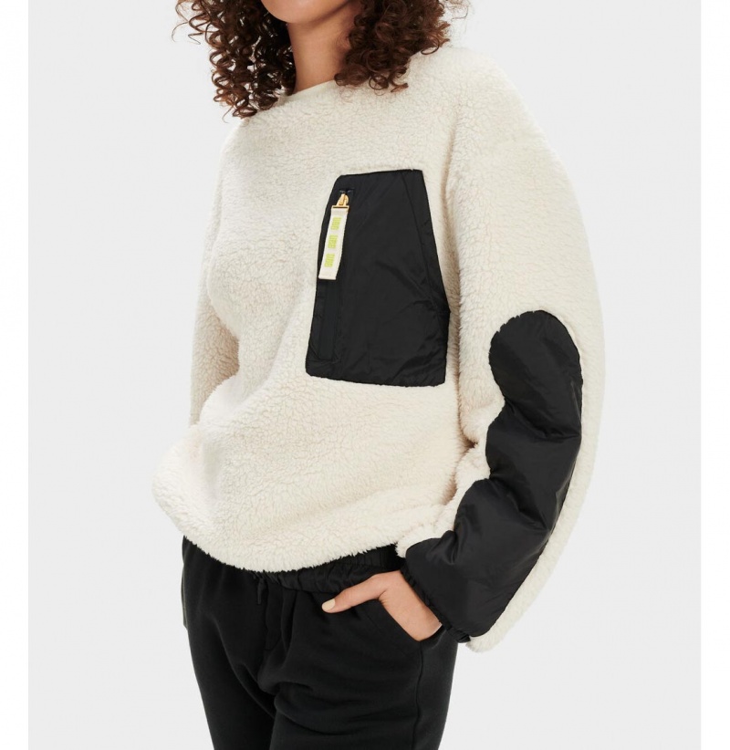 UGG Niko Sherpa Crewneck Mikina Damske Béžové Čierne | SK-130AFLGNE