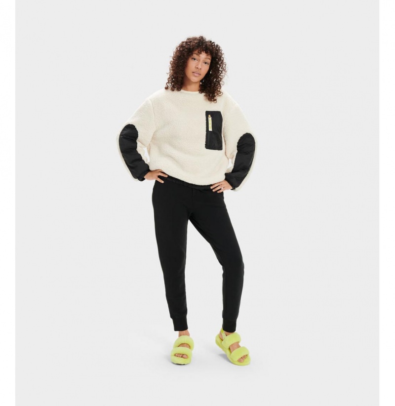 UGG Niko Sherpa Crewneck Mikina Damske Béžové Čierne | SK-130AFLGNE