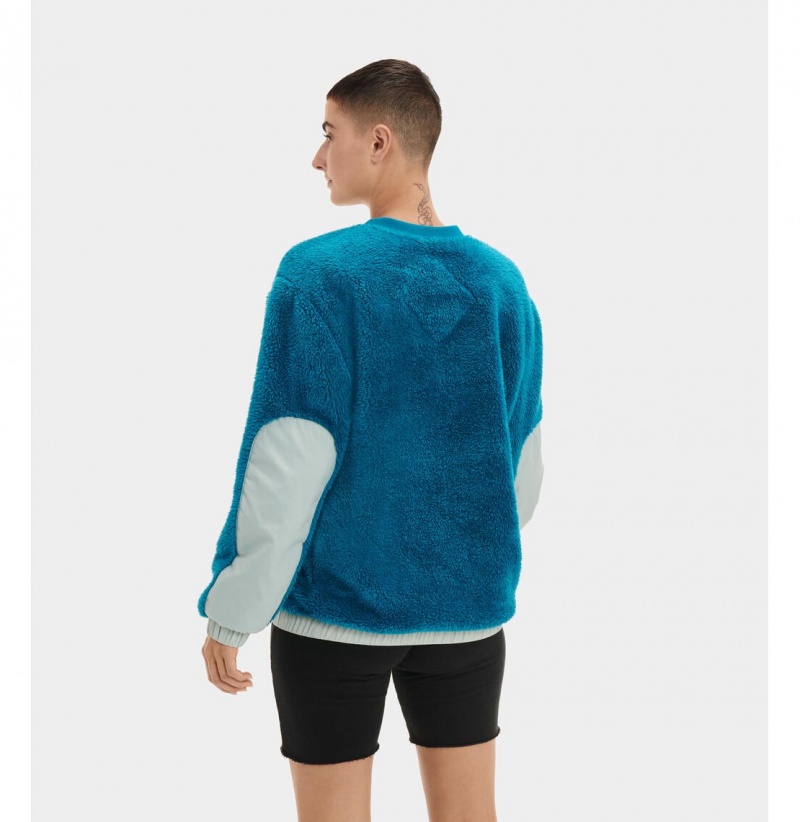 UGG Niko Sherpa Crewneck Mikina Damske Modre | SK-753EGYLKU
