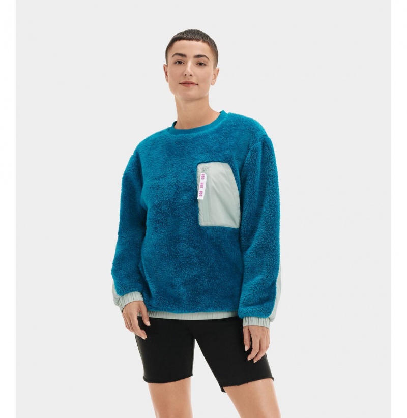 UGG Niko Sherpa Crewneck Mikina Damske Modre | SK-753EGYLKU