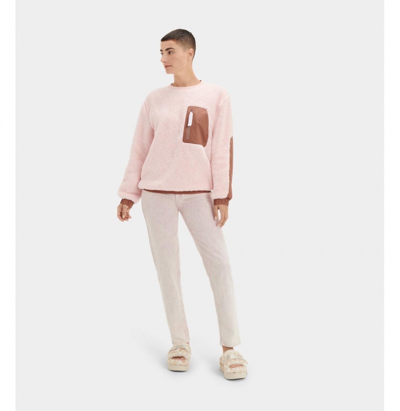 UGG Niko Sherpa Crewneck Mikina Damske Svetlo Ruzove | SK-813ZXANSR