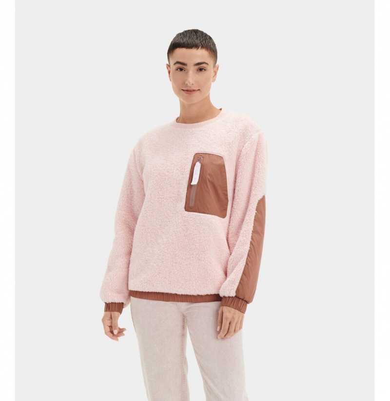 UGG Niko Sherpa Crewneck Mikina Damske Svetlo Ruzove | SK-813ZXANSR