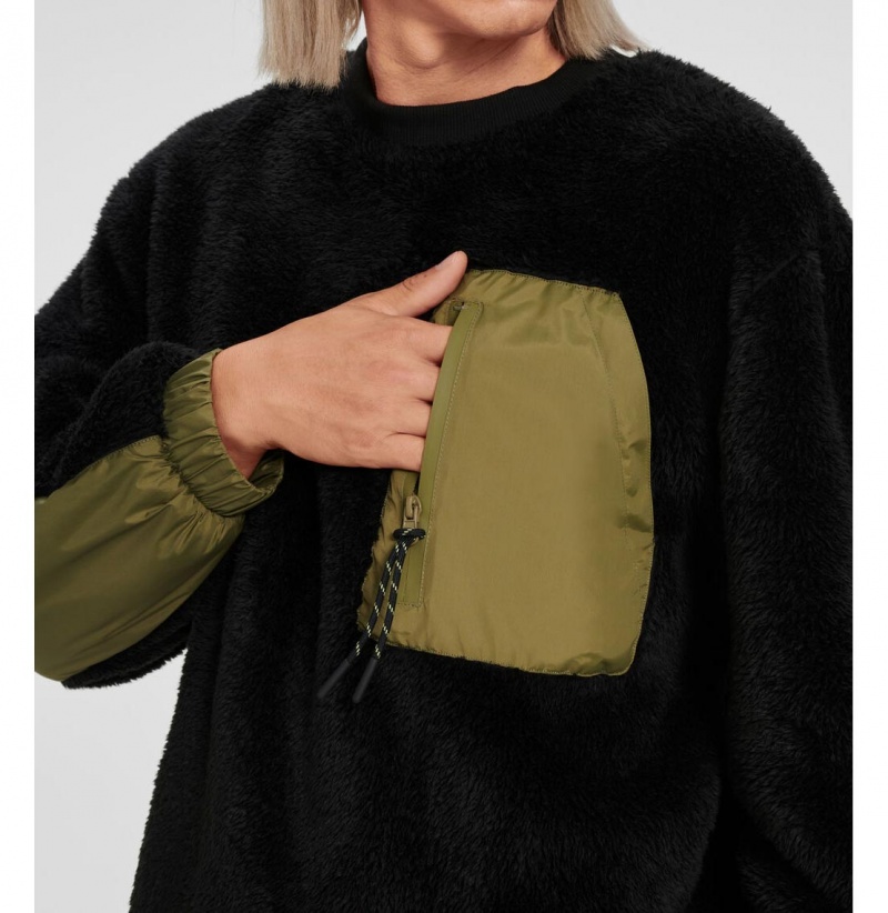 UGG Niko Sherpa Crewneck Mikina s Kapucnou Panske Čierne Olivovo Zelená | SK-938KXLYJI
