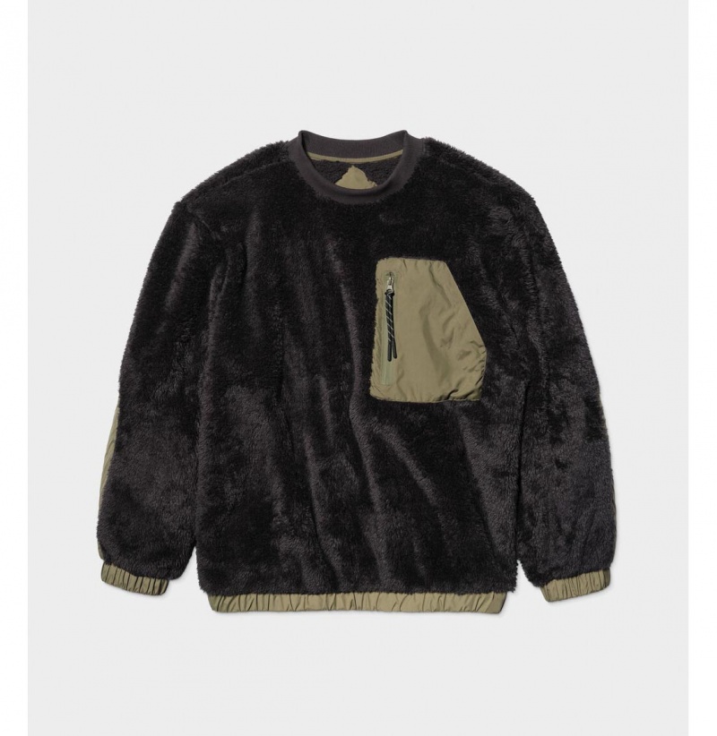 UGG Niko Sherpa Crewneck Mikina s Kapucnou Panske Čierne Olivovo Zelená | SK-938KXLYJI