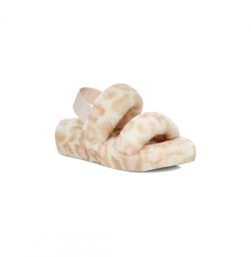 UGG Oh Yeah Panther Print Papuce Damske Biele | SK-693LQSUYH