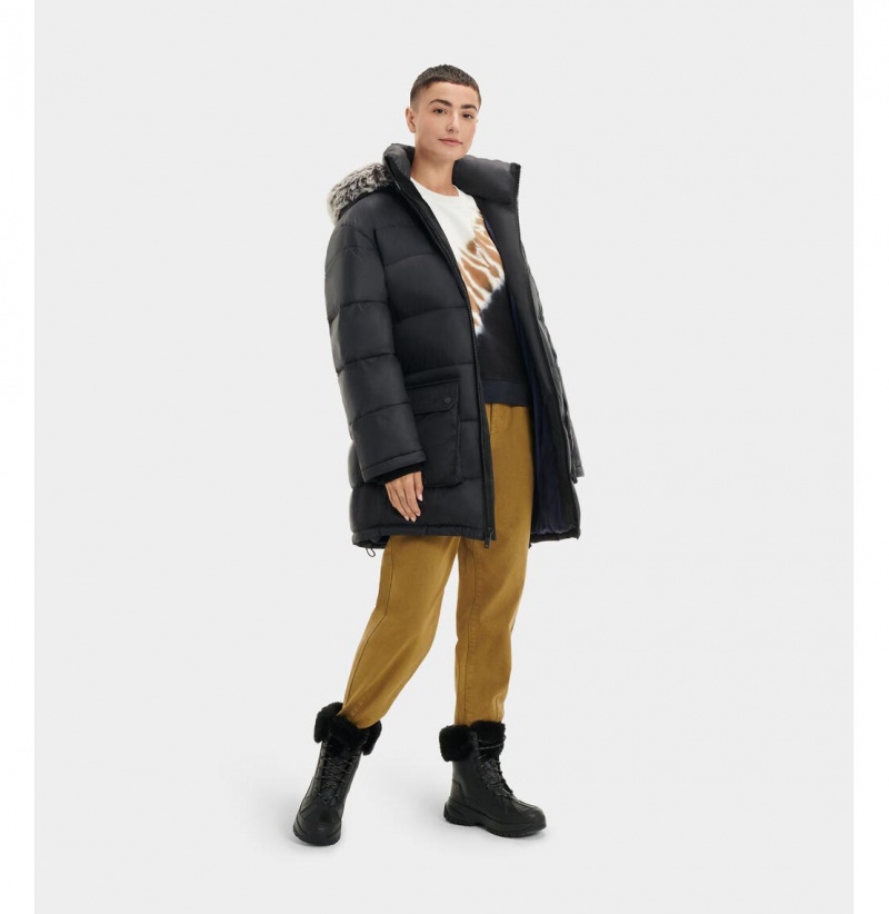 UGG Ozzy Stredne-Length Puffer Bundy Damske Čierne | SK-752NJWFZP